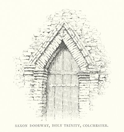 Saksisk døråbning, Holy Trinity, Colchester (litografi) af Duncan Moul