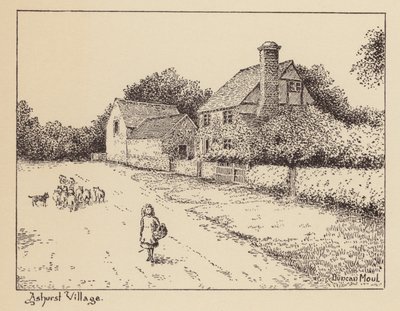 Sussex: Ashurst Village (litografi) af Duncan Moul