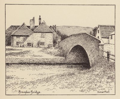 Sussex: Bramber Bridge (litografi) af Duncan Moul