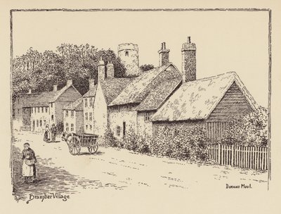 Sussex: Bramber Village (litografi) af Duncan Moul