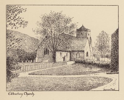 Sussex: Edburton Church (litografi) af Duncan Moul