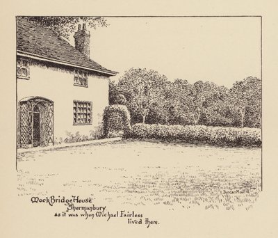 Sussex: Mock Bridge House, Shermanbury, som det så ud, da Michael Fairless boede der (litografi) af Duncan Moul