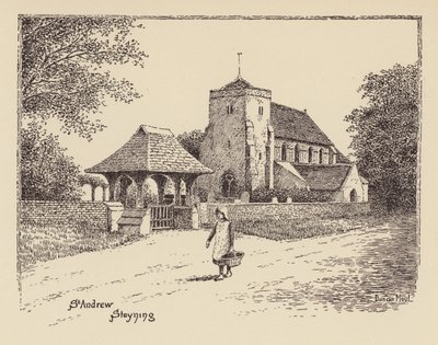 Sussex: St Andrew, Steyning (litografi) af Duncan Moul