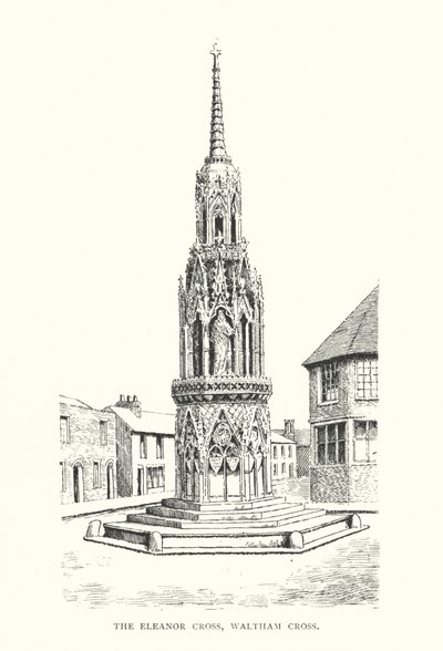The Eleanor Cross, Waltham Cross (litografi) af Duncan Moul
