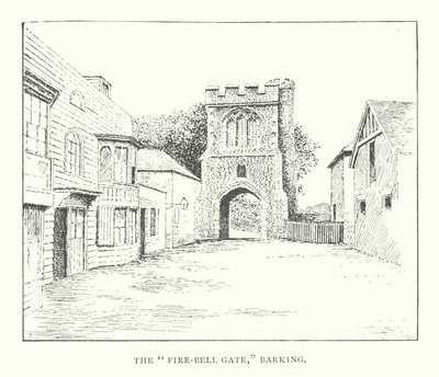 "Fire-Bell Gate", Barking (litografi) af Duncan Moul