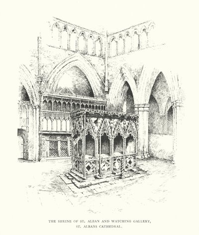 Shrine of St Alban og Watching Gallery, St Albans Cathedral (litografi) af Duncan Moul