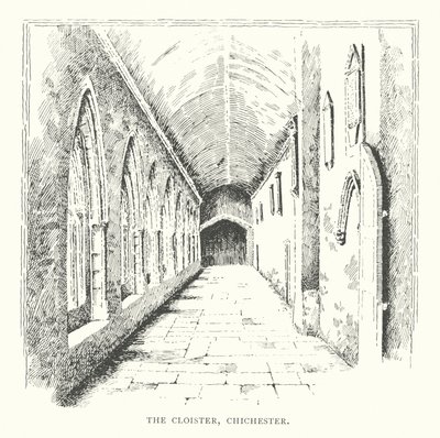 Klosteret, Chichester (litografi) af Duncan Moul
