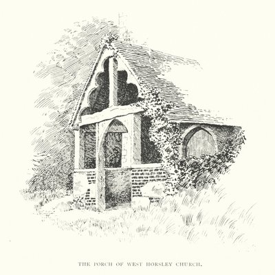 Våbenhuset i West Horsley Church (litografi) af Duncan Moul
