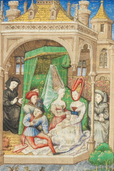 Side fra "La Belle Dame Sans Merci" af Alain Chartier, Paris, begyndelsen af ​​det 15. århundrede af Dunois Master