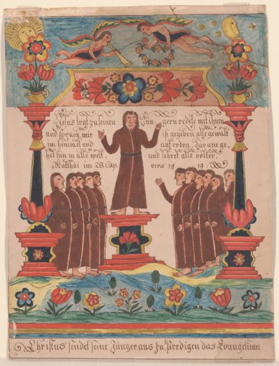 Jesus gik til sine disciple, ca. 1810-20 (pen & blæk og wc på papir) af Durs Sr. and Rudy, Durs Jr. Rudy