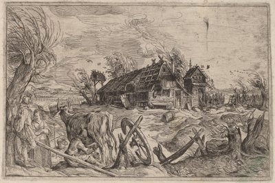 Landskab med et bondehus af Dutch 17th Century, formerly Jacques de Gheyn II