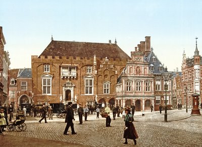 Rådhuset på Grote Markt, Haarlem, Holland, pub.c. 1900 af Dutch Photographer
