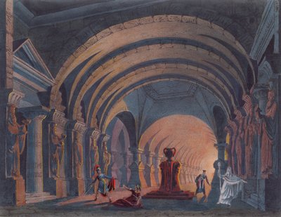 4th Act of Semiramis af Rossini, udgivet i en bog om scenedesign i Amsterdam i 1845 af Dutch School