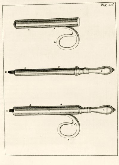 Et udvalg af abscessprøjter, fra praktiske øvelser vedrørende helingsmetoden af ​​Frederik Dekkers, 1694 af Dutch School
