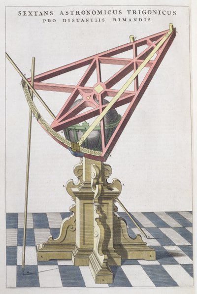 Astronomisk sekstant af Tycho Brahe (1546-1601) fra et atlas af Joan Blaeu (1596-1673) Amsterdam, 1665 af Dutch School