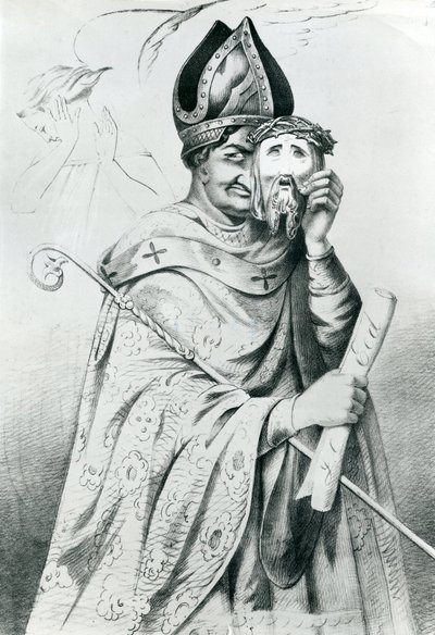 Karikatur af pave Pius IX (1792-1878) af Dutch School