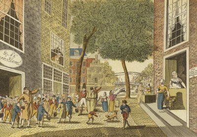 Children coming out of school, 1812  af Dutch School