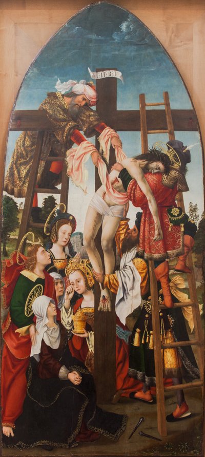 Nedstigning fra korset,1520 (olie på lærred) af Dutch School