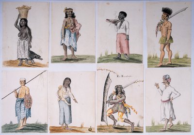 Tegning fra et album af indfødte fra Brasilien, Afrika, Persien og Østindien af Dutch School