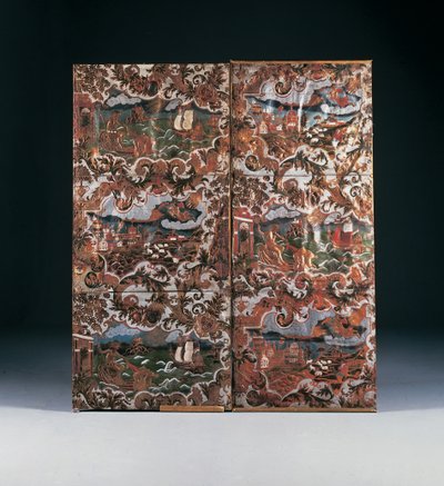 Prægede og polykrome dekorerede paneler, slutningen af 1600-tallet (læder) af Dutch School