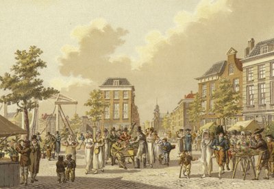 Flower market, Rotterdam, 1807  af Dutch School
