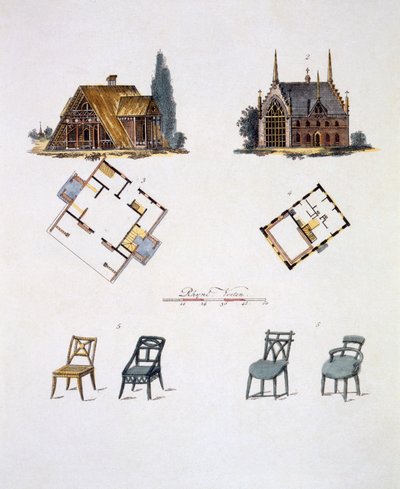 Havedekorationer, fra Magazine of Garden Gems af G. van Laar, udgivet 1802 af Dutch School