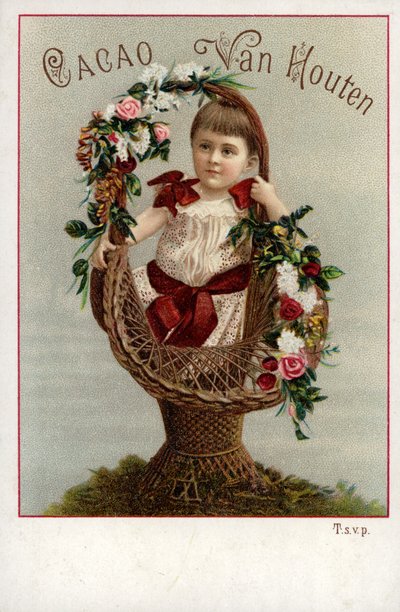 Pige med blomsterbuket, reklamechokolade af Dutch School
