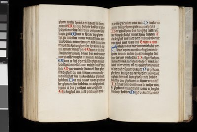 MS McClean 92, f.132v - f.133r, fra Timebogen, c.1470-90 af Dutch School