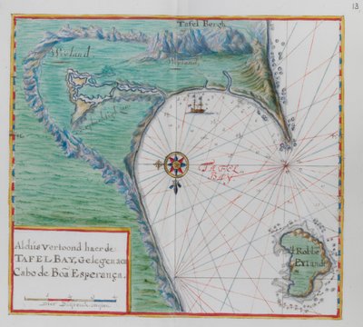Kort over Kap det Gode Håb. Table Bay, Sydafrika. af Dutch School
