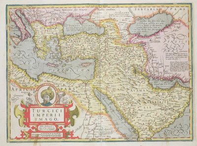 Kort over det tyrkiske imperium fra Mercator Atlas pub. af Jodocus Hondius (1563-1612) Amsterdam, 1606 af Dutch School