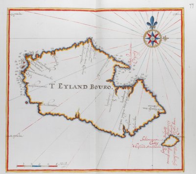 Kort over øen Bouro, Indonesien. af Dutch School