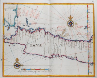 Kort over øen Java. af Dutch School