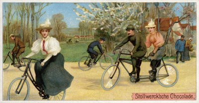 Mænd og kvinder på cykel af Dutch School