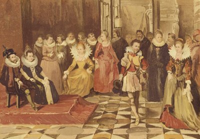 Philip William of Orange and his wife Eleanor of Bourbon-Conde at a ball.  af Dutch School