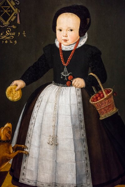 Portræt af Grietge Maertensdochter,detalje,1629 (olie på træ) af Dutch School