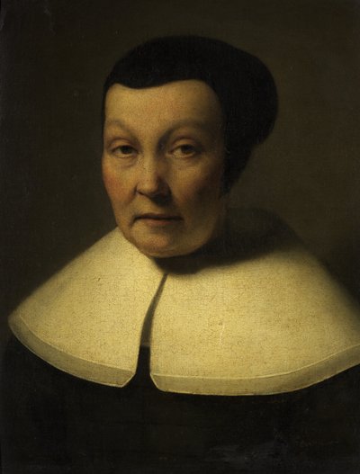 Portræt af en ældre dame (olie på lærred) af Dutch School