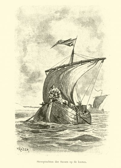 Saxon raids on the coast  af Dutch School