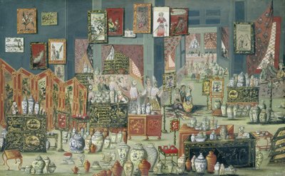 Butik, der sælger kinesiske varer, 1680-1700 af Dutch School