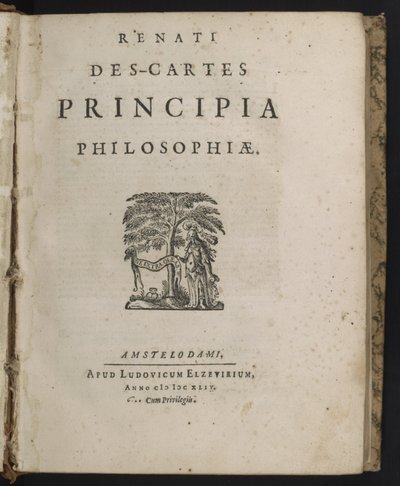 Titelside til Principles of Philosophy af Rene Descartes af Dutch School