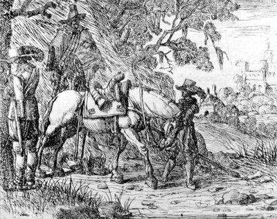 Two Riders Resting, af Hendrik Vershuring, 1627-1690 (tegning) af Dutch School