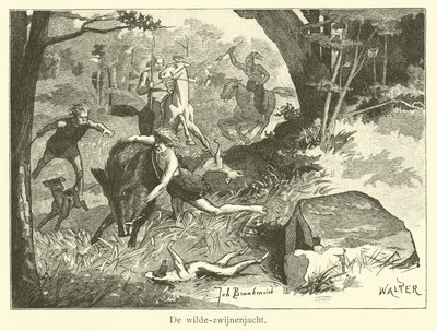 Wild boar hunt  af Dutch School