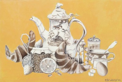 Morgenmad, 1993 (akryl på papir) af E.B. Watts