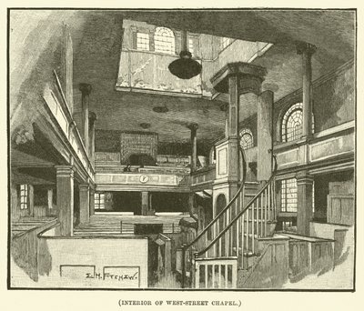 Interiør af West-Street Chapel (gravering) af E.H. Fitchew