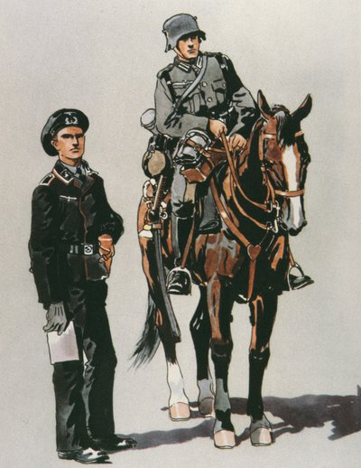 Tankofficer og bereden soldat fra den tyske hær af E. (after) Dobrich
