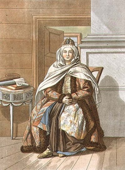 Tartar Woman from Tomsk, graveret af Jegor Skotnikoff (1782-1843) (litho) af E. (after) Karnejeff
