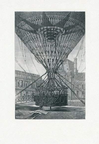 Panoramisk udsigtsplatform ved hjælp af en varmluftballon, udg. ca. 1880 (sw-stikning) af E. A. Tilly