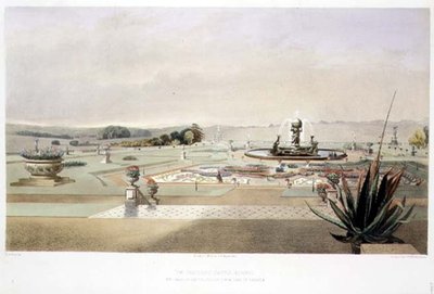 The Parterre, Castle Howard, udgivet af Thomas McLean (litografi) af E. Adveno Brooke