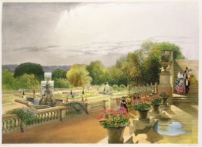 The Parterre, Harewood House nær Leeds, pub. af Thomas McLean af E. Adveno Brooke