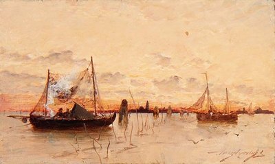 Solnedgang på lagunen af E. Aubrey Hunt