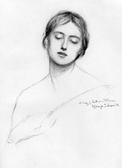 Studie af en kvindes hoved, 1896 1898. af E. Borough Johnson